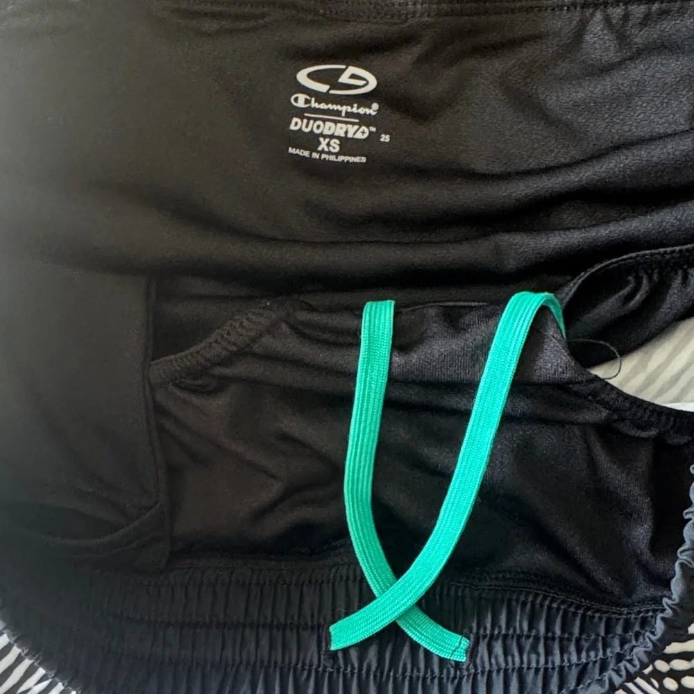 Champion Black and White Geometric Women's Athletic Shorts
